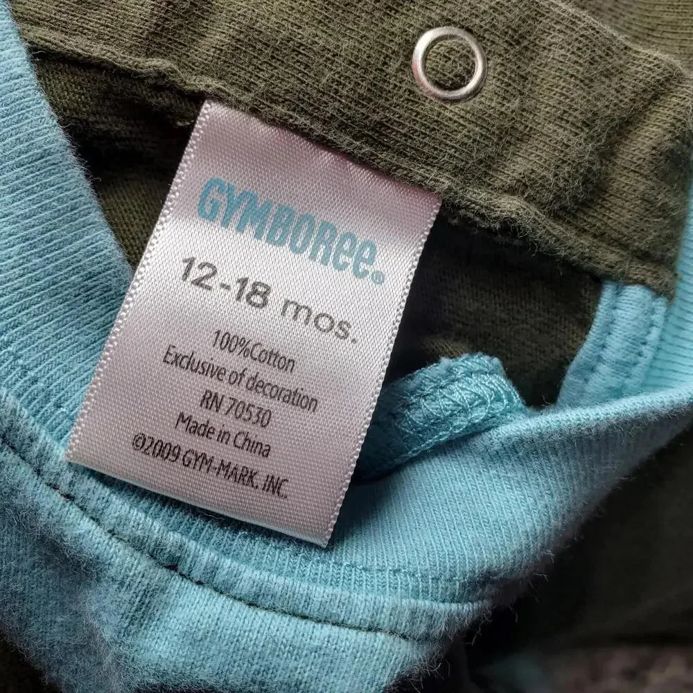 Gymboree Size 12-18m Baby Toddler Boy Long Sleeve T-Shirt Green Blue GUC